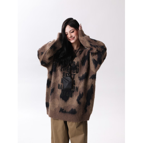 BOEAX潮牌美式復古撞色圓領毛衣女寬鬆百搭慵懶風針織衫情侶潮ins BOEAX潮牌美式復古撞色圓領毛衣女寬鬆百搭慵懶風針織衫情侶潮ins