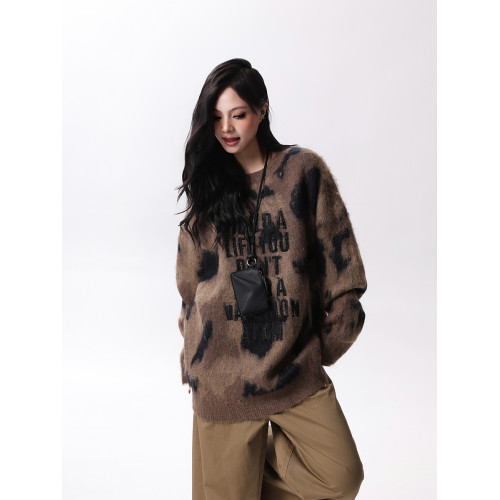 BOEAX潮牌美式復古撞色圓領毛衣女寬鬆百搭慵懶風針織衫情侶潮ins BOEAX潮牌美式復古撞色圓領毛衣女寬鬆百搭慵懶風針織衫情侶潮ins