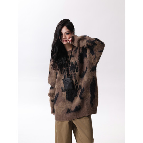 BOEAX潮牌美式復古撞色圓領毛衣女寬鬆百搭慵懶風針織衫情侶潮ins BOEAX潮牌美式復古撞色圓領毛衣女寬鬆百搭慵懶風針織衫情侶潮ins