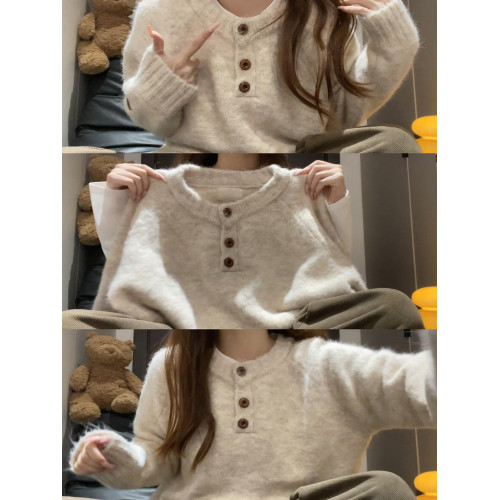 慵懶高級感針織毛衣秋冬女2025新款內搭寬松套頭加厚外穿軟糯上衣