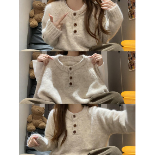 慵懶高級感針織毛衣秋冬女2025新款內搭寬松套頭加厚外穿軟糯上衣