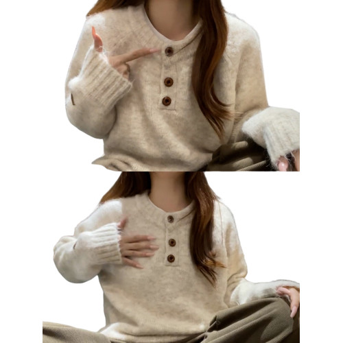 慵懶高級感針織毛衣秋冬女2025新款內搭寬松套頭加厚外穿軟糯上衣