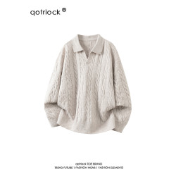 美式cleanfit肌理感V領毛衣男女冬季潮寬松休閒內搭慵懶感針織衫