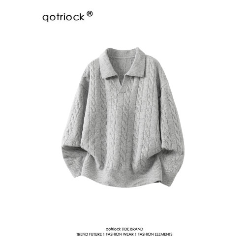 美式cleanfit肌理感V領毛衣男女冬季潮寬松休閒內搭慵懶感針織衫