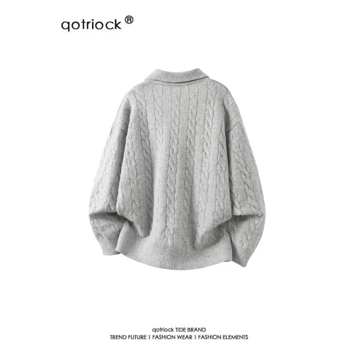 美式cleanfit肌理感V領毛衣男女冬季潮寬松休閒內搭慵懶感針織衫