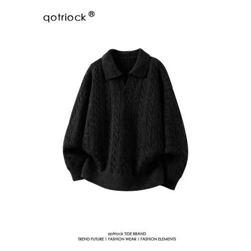 美式cleanfit肌理感V領毛衣男女冬季潮寬松休閒內搭慵懶感針織衫