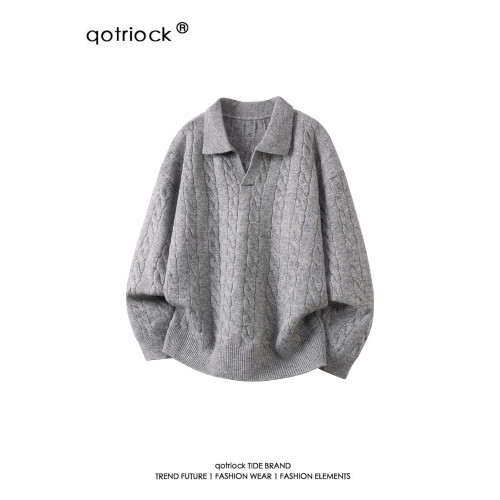 美式cleanfit肌理感V領毛衣男女冬季潮寬松休閒內搭慵懶感針織衫