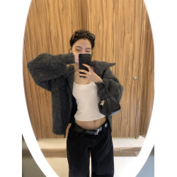 黑奶酪 BLACK~冬季老錢風慵懶厚實立領拉鍊毛衣外套翻領開衫