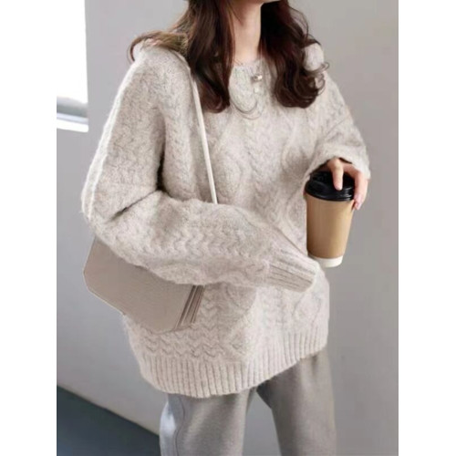 2024秋冬新款學生百搭套頭毛衣女復古麻花寬松慵懶風針織衫打底衫 2024秋冬新款學生百搭套頭毛衣女復古麻花寬松慵懶風針織衫打底衫