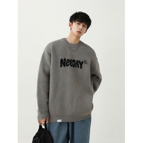 美式復古毛衣男女秋季新款潮牌寬鬆慵嬾感針織衫加厚情侶打底線衣