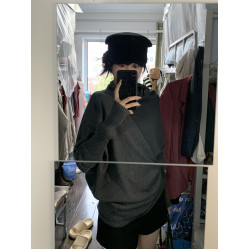 韓系不規則高領毛衣女秋冬2025新款松弛感慵懶風蝙蝠袖針織衫上衣