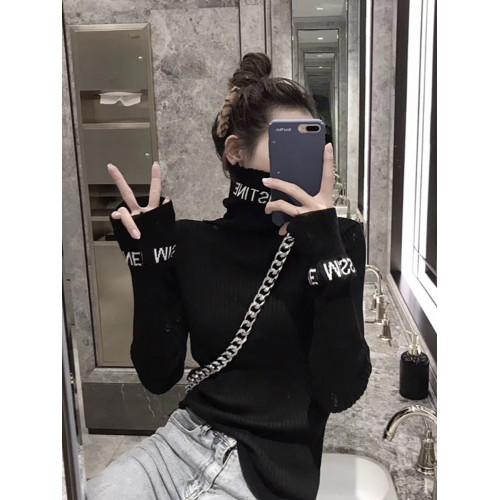 歐洲站歐貨高領打底內搭針織衫修身顯瘦毛衣女字母長袖春秋冬上衣 歐洲站歐貨高領打底內搭針織衫修身顯瘦毛衣女字母長袖春秋冬上衣