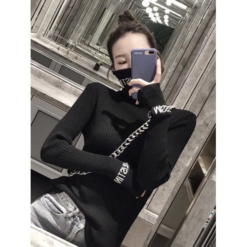 歐洲站歐貨高領打底內搭針織衫修身顯瘦毛衣女字母長袖春秋冬上衣 歐洲站歐貨高領打底內搭針織衫修身顯瘦毛衣女字母長袖春秋冬上衣