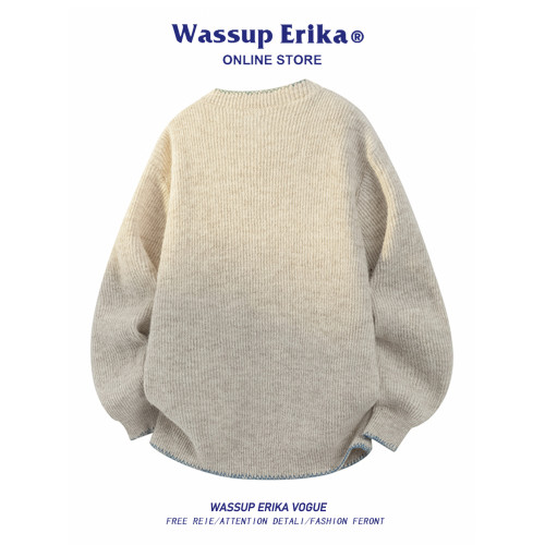 WASSUP ERIKA美式圓領毛衣男秋冬季2026新款綿羊毛針織衫內搭線衣