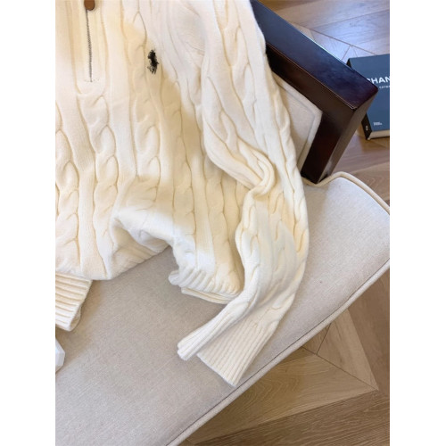 麻花刺綉拉鍊翻領毛衣女秋季外穿軟糯高級感立領針織衫慵懶風上衣