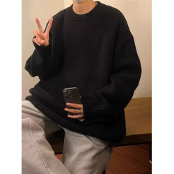 毛衣男款秋季寬松美式寬松慵懶風簡約日系復古潮牌線衣純色針織衫