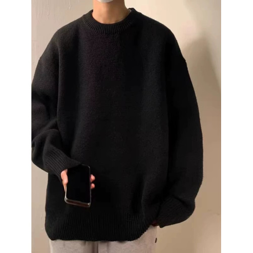 毛衣男款秋季寬松美式寬松慵懶風簡約日系復古潮牌線衣純色針織衫