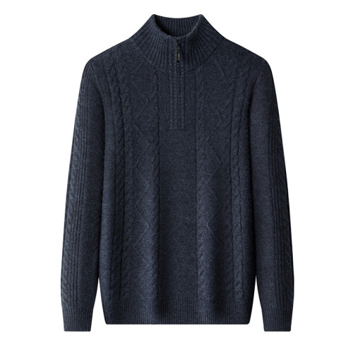 啄木鳥純山羊絨男士半高拉鍊高領加厚中老年針織毛衣打底羊毛衫男 啄木鳥純山羊絨男士半高拉鍊高領加厚中老年針織毛衣打底羊毛衫男