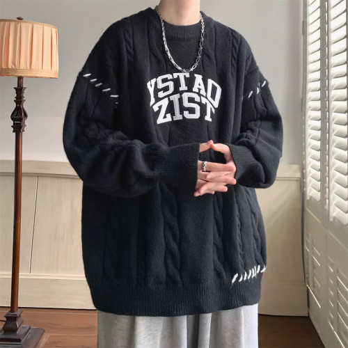 毛衣高級感男冬季潮牌加厚外套秋冬款美式重磅復古日系慵懶針織衫