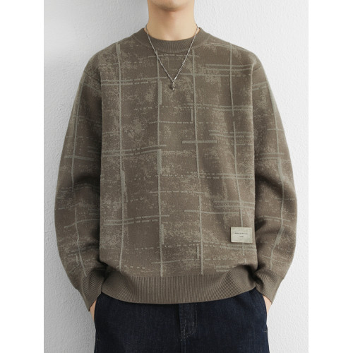 美式復古毛衣男士秋冬季寬松慵懶風針織衫上衣紋理感提花加厚線衣 美式復古毛衣男士秋冬季寬松慵懶風針織衫上衣紋理感提花加厚線衣