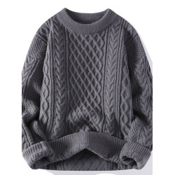 本命年大紅色毛衣秋冬季男加厚高級感粗麻花針織外套蛇年情侶線衣