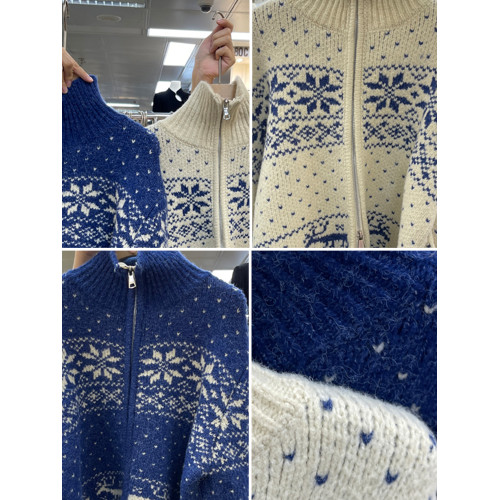 韓國東大門2025年秋冬淨色雪花甜美百搭寬松減齡拉鍊款毛衣開衫女