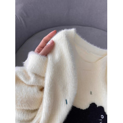 聖誕立體小貓刺綉毛衣2025秋冬季新款女裝短款針織衫寬松長袖上衣