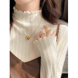 高級感修身木耳邊半高領打底衫女毛衣秋冬2025新款百搭洋氣針織衫