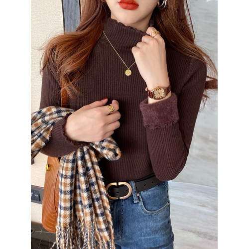 冬季2025年新款爆款女內搭一體絨毛衣女秋冬修身加絨加厚針織打底