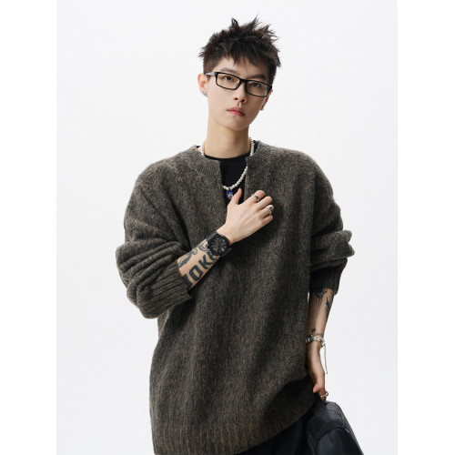 老錢風V領針織衫男冬季潮牌慵懶風痞帥休閒毛衣復古百搭情侶上衣