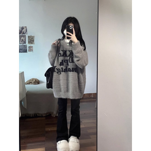 水貂絨毛衣女小個子秋冬加厚高級感寬松慵懶風軟糯奶fufu針織外套