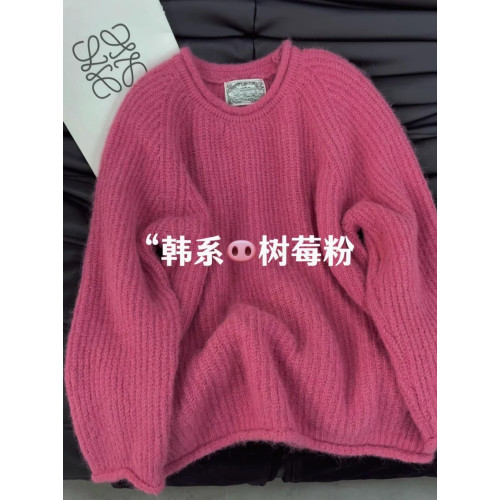 正版高品質！高級感圓領針織衫上衣女秋冬寬鬆慵嬾軟糯套頭毛衣女