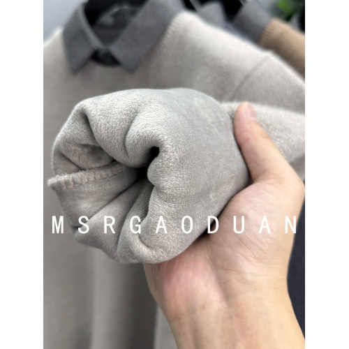 【一體絨】襯衫領假兩件毛衣男加厚加絨保暖上衣雪尼爾針織打底衫