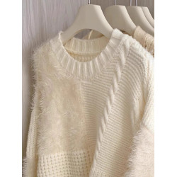 毛衣女春季加厚2025新款寬鬆外穿慵嬾風設計感小衆針織打底衫上衣