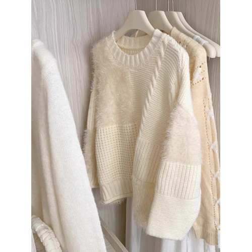 毛衣女春季加厚2025新款寬鬆外穿慵嬾風設計感小衆針織打底衫上衣