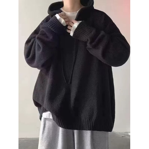 日系連帽毛衣男三件套慵懶風秋冬青少年寬松高級感潮牌針織衫套裝