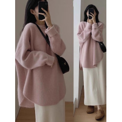 溫柔風軟糯2025衣女秋冬新款寬松慵懶高級感中長款針織保暖上衣厚