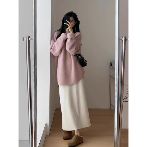 溫柔風軟糯2025衣女秋冬新款寬松慵懶高級感中長款針織保暖上衣厚 溫柔風軟糯2025衣女秋冬新款寬松慵懶高級感中長款針織保暖上衣厚