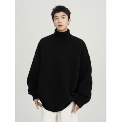 日系純色高領毛衣男冬季新款打底內搭線衣寬松休閒慵懶百搭針織衫