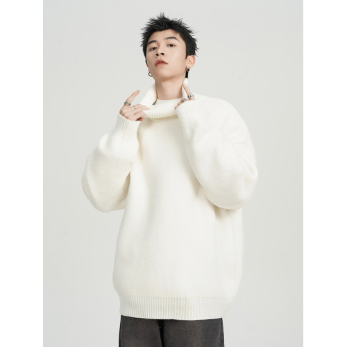 日系純色高領毛衣男冬季新款打底內搭線衣寬松休閒慵懶百搭針織衫