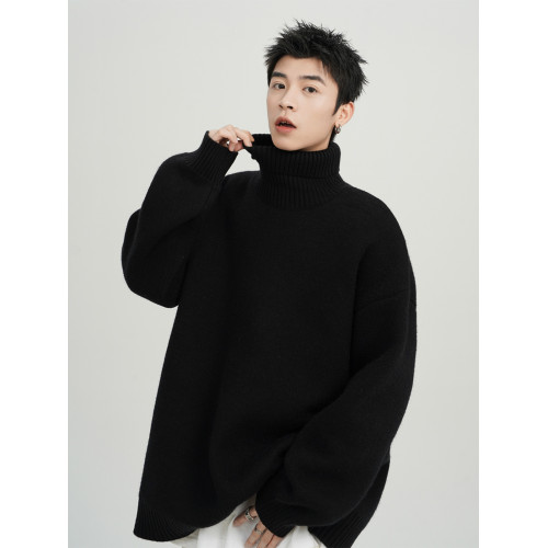日系純色高領毛衣男冬季新款打底內搭線衣寬松休閒慵懶百搭針織衫