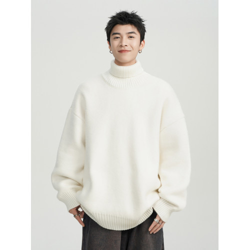 日系純色高領毛衣男冬季新款打底內搭線衣寬松休閒慵懶百搭針織衫