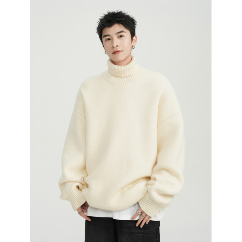 日系純色高領毛衣男冬季新款打底內搭線衣寬松休閒慵懶百搭針織衫