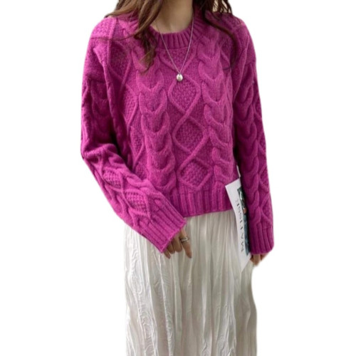 小個子針織上衣女2023年春秋新款時尚氣質圓領套頭加厚短款毛衣潮