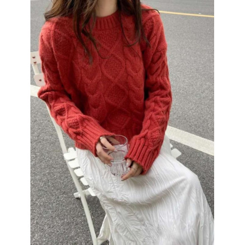 小個子針織上衣女2023年春秋新款時尚氣質圓領套頭加厚短款毛衣潮