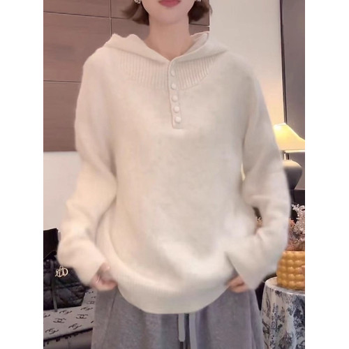 灰色連帽毛衣女大碼胖MM秋冬慵懶風寬松顯瘦減齡洋氣針織帽衫上衣 灰色連帽毛衣女大碼胖MM秋冬慵懶風寬松顯瘦減齡洋氣針織帽衫上衣