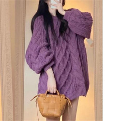 2025春秋冬新款甜美清新麻花毛衣女寬松顯瘦套頭針織衫穿搭慵懶