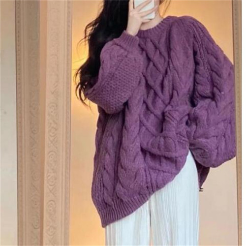 2025春秋冬新款甜美清新麻花毛衣女寬松顯瘦套頭針織衫穿搭慵懶