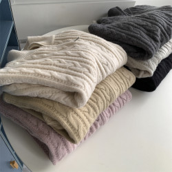 半高領雙拉鍊麻花翻領開衫加厚保暖寬松韓版秋冬麻花毛衣外套上衣