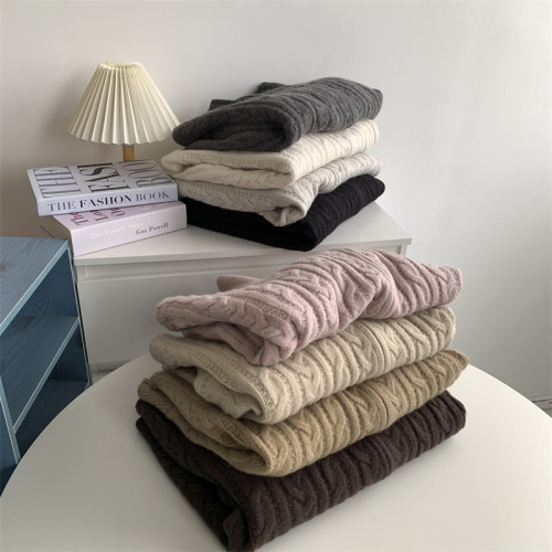 半高領雙拉鍊麻花翻領開衫加厚保暖寬松韓版秋冬麻花毛衣外套上衣 半高領雙拉鍊麻花翻領開衫加厚保暖寬松韓版秋冬麻花毛衣外套上衣